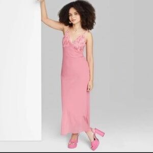 NWT Women's Sleeveless Rosette Cup Maxi Dress